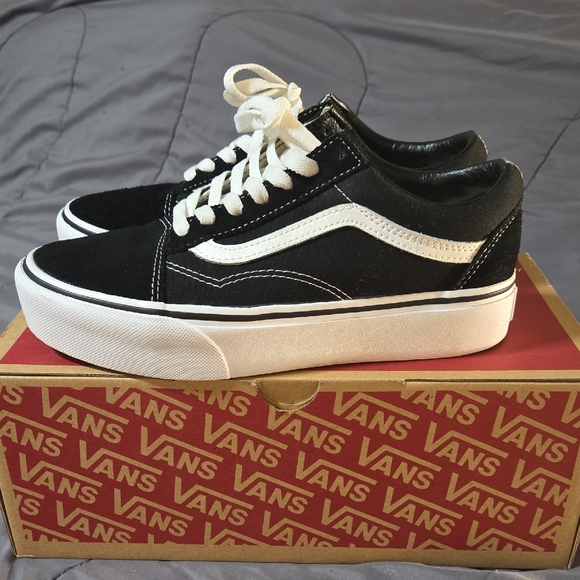 Vans Old Skool Platform Sneakers - Black and White - Picture 2 of 9